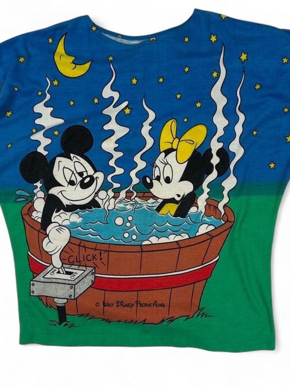 Vintage Mickey & Minnie Hot Tub Graphic Tee - Blue & Green